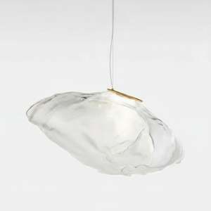 Nimbus Hand Blown Clear Glass Pendant Light with Brass Canopy