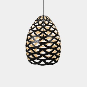 Davidtrubridge: Black Exterior Tui Pendants by David Trubridge