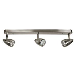 Clearance: 12V Interior Triple Spotlight Bar (Brushed Chrome/White) 580L x 55W x 25D