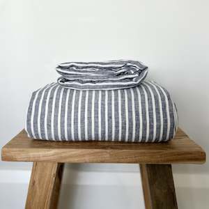 Fitted sheet: Chambray Stripe Linen Fitted Sheet