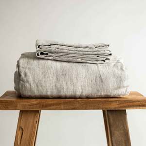 Pinstripe Linen Flat Sheet