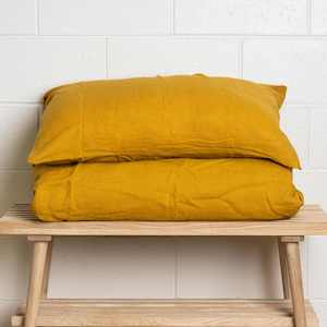 Mustard Linen Pillowcases - Pair
