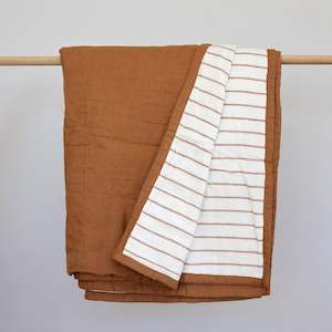 quilt: Caramel and Stripe Linen Quilt