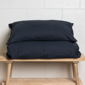 Midnight Blue Collection: Midnight Blue Linen Pillowcases - Pair