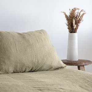 Duvet Covers: Olive Linen Duvet Cover