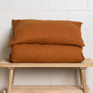 Pillowcases: Rust Linen Pillowcases - Pair