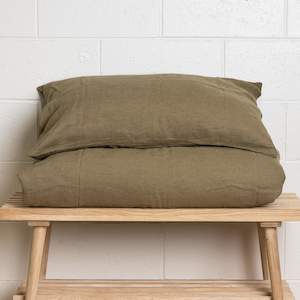 Olive Linen Pillowcases - Pair