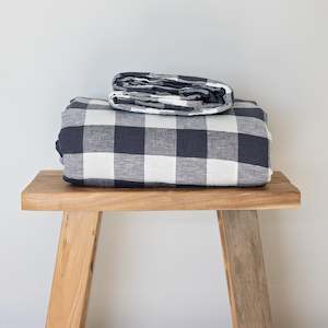 Ink Grid Linen Flat Sheet
