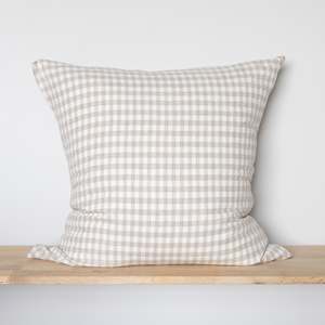 Natural Gingham Linen European Pillowcases - Pair
