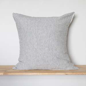 Charcoal Stripe Linen European Pillowcases - Pair