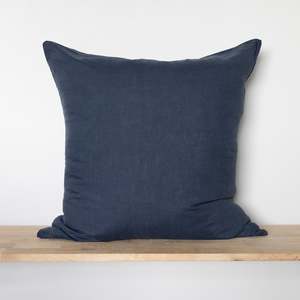 Midnight Blue Linen European Pillowcases - Pair