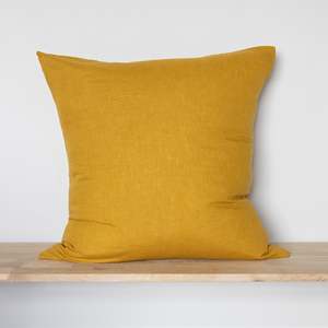 Mustard Linen European Pillowcases - Pair