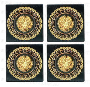 Gold Medusa Glass Coasters