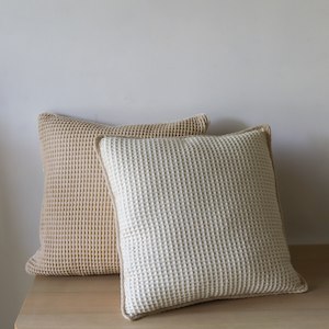 Organic Collection: Pique Waffle Cushion - Latte