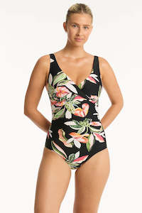 SEA LEVEL SUNDOWN CROSS FRONT MULTIFIT ONE PIECE - Black