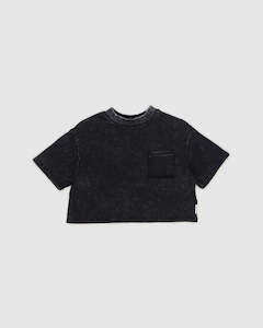 EVE GIRL HADLEY POCKET TEE - WASHED BLACK