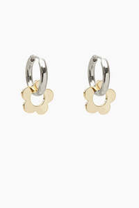 ANTLER EARRINGS  - GOLD FLOWER SILVER HOOP