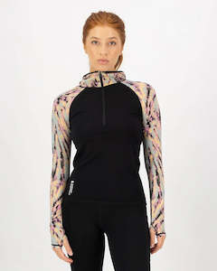MONS ROYALE WOMENS BELLA LONG SLEEVE HOOD - Rad Things / Black