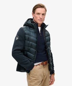 SUPERDRY HOODED KNIT STORM HYBRID JACKET - Eclipse Navy Marle