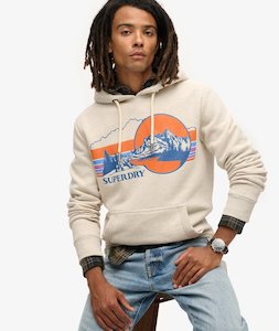 SUPERDRY OUTDOOR GRAPHIC STIPE HOODIE - Oatmeal  Grey Marle