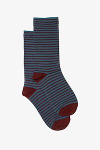 Socks: ANTLER SOCKS - STRIPE GARNET & TEAL