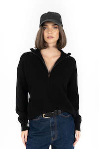 Humidity: HUMIDITY KNOX ZIP SWEATER - Black