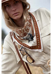 Accessories: FAR MER BY WHITNEY  COTTON BANDANA - PAISLEY PALOMINO