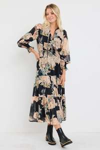 IVY + JACK ADDITION MAXI DRESS - Navy Peach Floral
