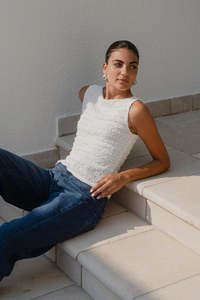 AMONG THE BRAVE UNTAMED BOATNECK TOP - Ivory