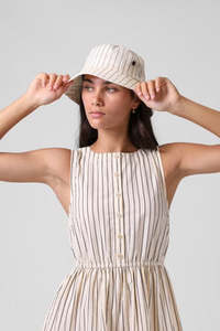 Accessories: RPM BUCKET HAT - Cream Stripe