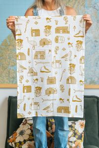 Beach Towels: LOVE THY LAND - Backcountry Hut tea towel