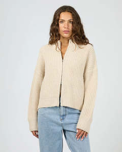 SILENT THEORY MAPLE ZIP THRU KNIT JUMPER - Natrual