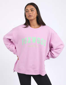 Womens Sweaters Crews: FOXWOOD INTERVAL CREW - Pink / Green