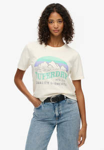 Womens T Shirts: SUPERDRY GREAT OUTDORRS RELAXED TEE - Off White