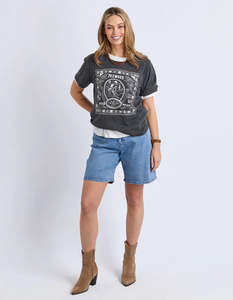 FOXWOOD WILD WEST TEE - Washed Black