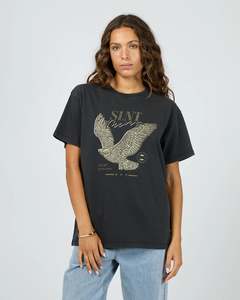 Womens T Shirts: SILENT THEORY HAND DRAWN TEE - Washed Black