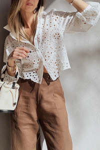 Womens Shirts: PRICKLE & POLLY - Poppy Cropped Shirt
