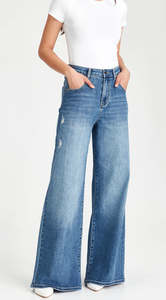 All: JUNKFOOD JEAN -  MARIO SUPER WIDE LEG - Blue