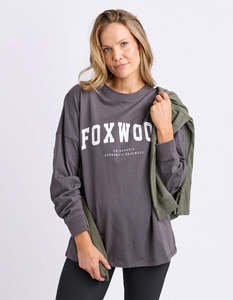 FOXWOOD  - INTERVAL LONG SLEEVE - Charcoal/White