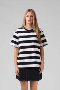 Womens T Shirts: RPM OS TEE - Navy/White Stripe