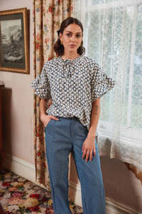 Womens Short Sleeve Tops: THING THING EVI TOP - Bloom Storm