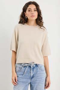 AMONG THE BRAVE ASSEMBLE KNIT TEE - Oat
