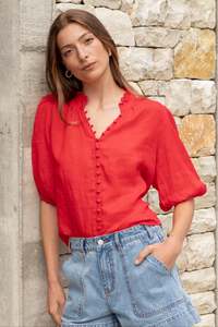 Womens Short Sleeve Tops: IVY + JACK CONTINUANCE TOP - Poppy
