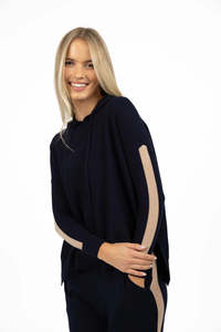 Womens Hoodies: HUMIDITY - PEYTON HOODIE -  Indigo / Lattte