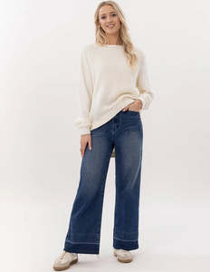 Womens Sweatshirts Crews: MI MOSO - NEVE TOP - Cream