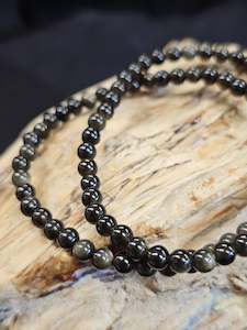 Bracelets 1: 4mm Gold Sheen Obsidian Bead Bracelet