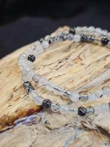 4mm Tourmalinated Quartz Bead Bracelet