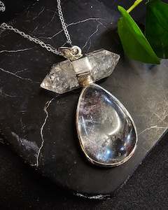 Garden Quartz & Herkimer Diamond Pendant