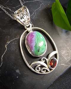 Frontpage: Ruby in Zoisite & Garnet Pendant