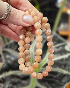 Peach Moonstone Bead Bracelet